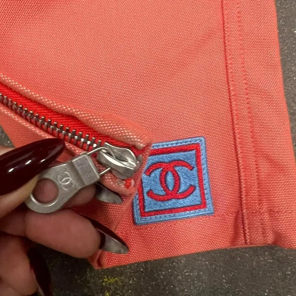 SS 2002 Chanel Identification orange peach utility cargo style pants 02S IT42